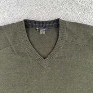 Smartwool V-Neck Sweater Mens Large Olive Green Merino Wool Blend SW0SR627 F17